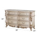 Gorsedd 6 Drawers Dresser, Marble Top & Golden Ivory Finish Acme