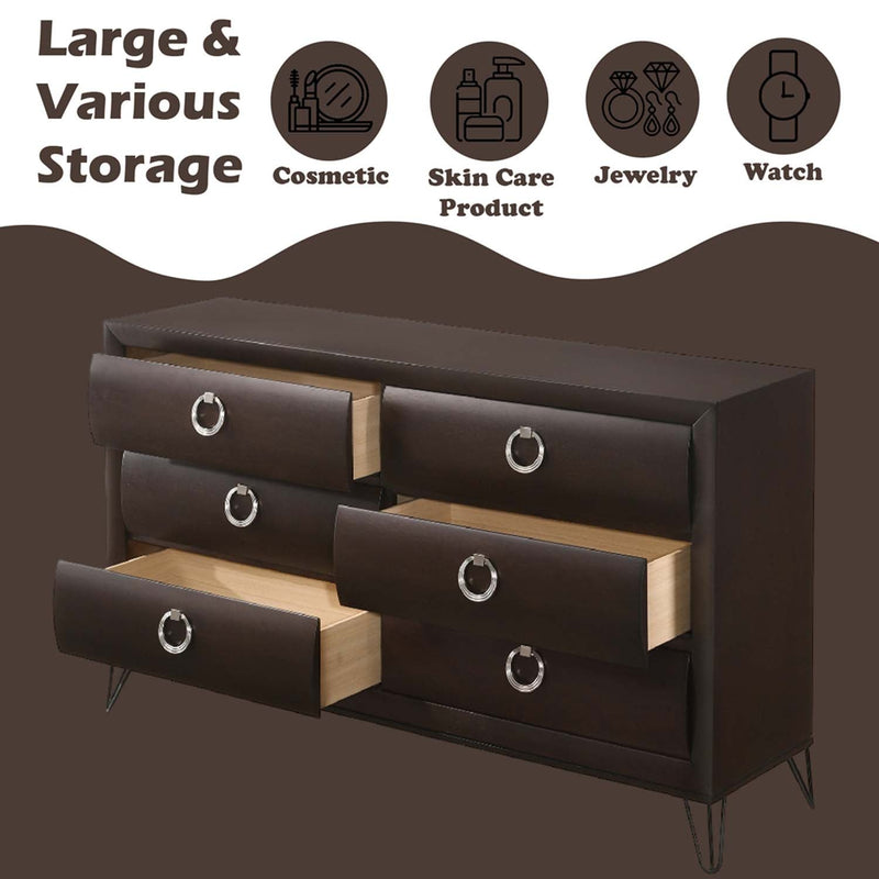 Tablita 6 Drawers  Dresser, Dark Merlot Finish Acme
