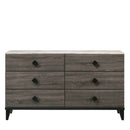 Avantika 6 Drawers  Dresser, Faux Marble Top & Rustic Gray Oak Finish Acme