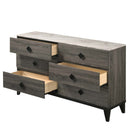 Avantika 6 Drawers  Dresser, Faux Marble Top & Rustic Gray Oak Finish Acme