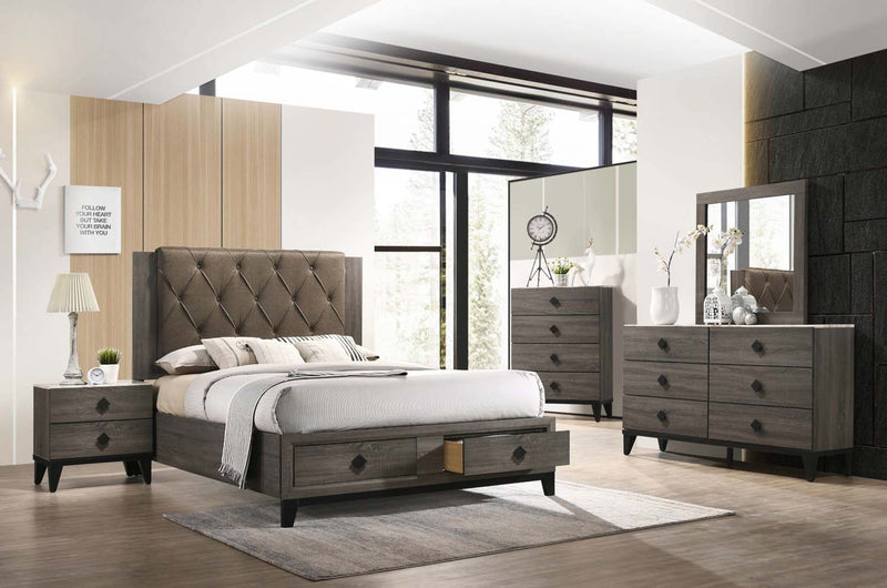 Avantika 6 Drawers  Dresser, Faux Marble Top & Rustic Gray Oak Finish Acme