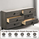 Avantika 6 Drawers  Dresser, Faux Marble Top & Rustic Gray Oak Finish Acme