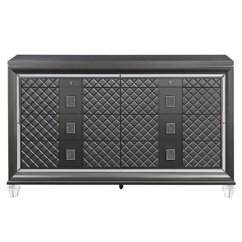 Sawyer 8 Drawers Dresser, Metallic Gray Finish Acme