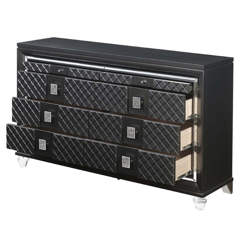 Sawyer 8 Drawers Dresser, Metallic Gray Finish Acme