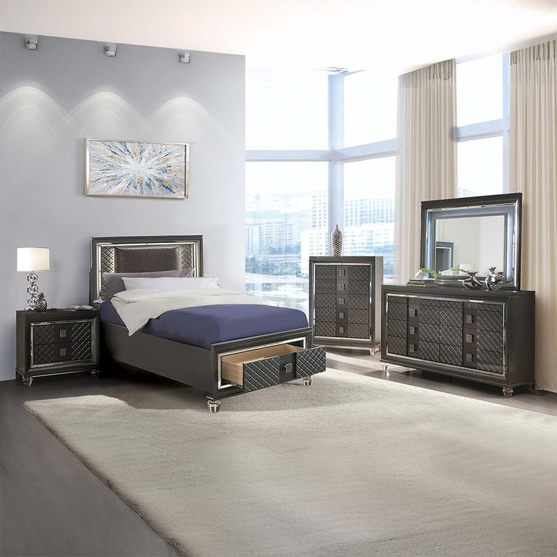 Sawyer 8 Drawers Dresser, Metallic Gray Finish Acme