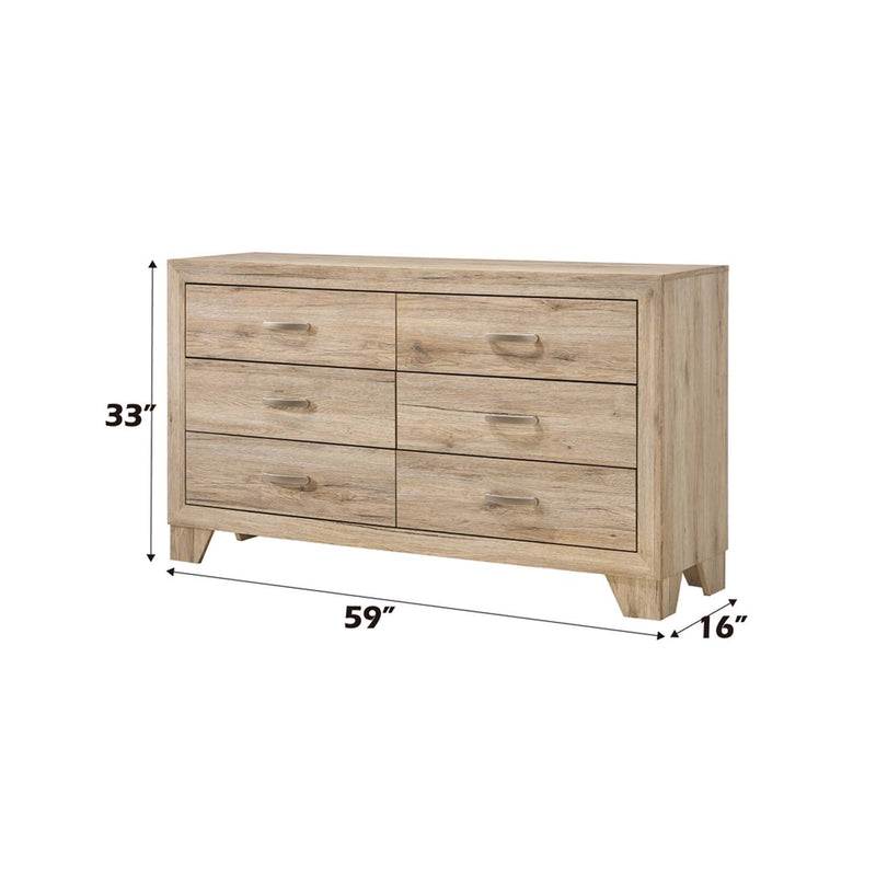 Miquell 6 Drawers  Dresser, Natural Finish Acme