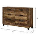 Morales 6 Drawers  Dresser, Rustic Oak Finish Acme
