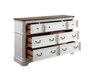 Florian 7 Drawers  Dresser, Antique White & Oak Finish Acme