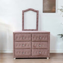 Reggie 6 Drawers  Dresser, Pink Fabric Acme