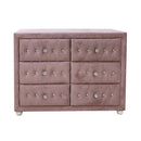 Reggie 6 Drawers  Dresser, Pink Fabric Acme