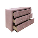 Reggie 6 Drawers  Dresser, Pink Fabric Acme