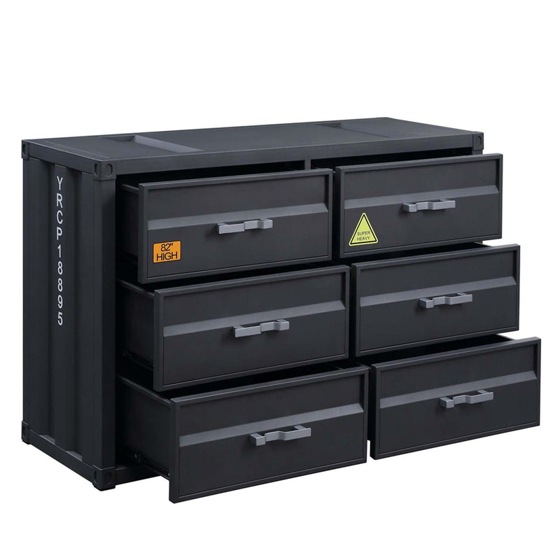 Cargo 6 Drawers Dresser, Gunmetal Finish Acme