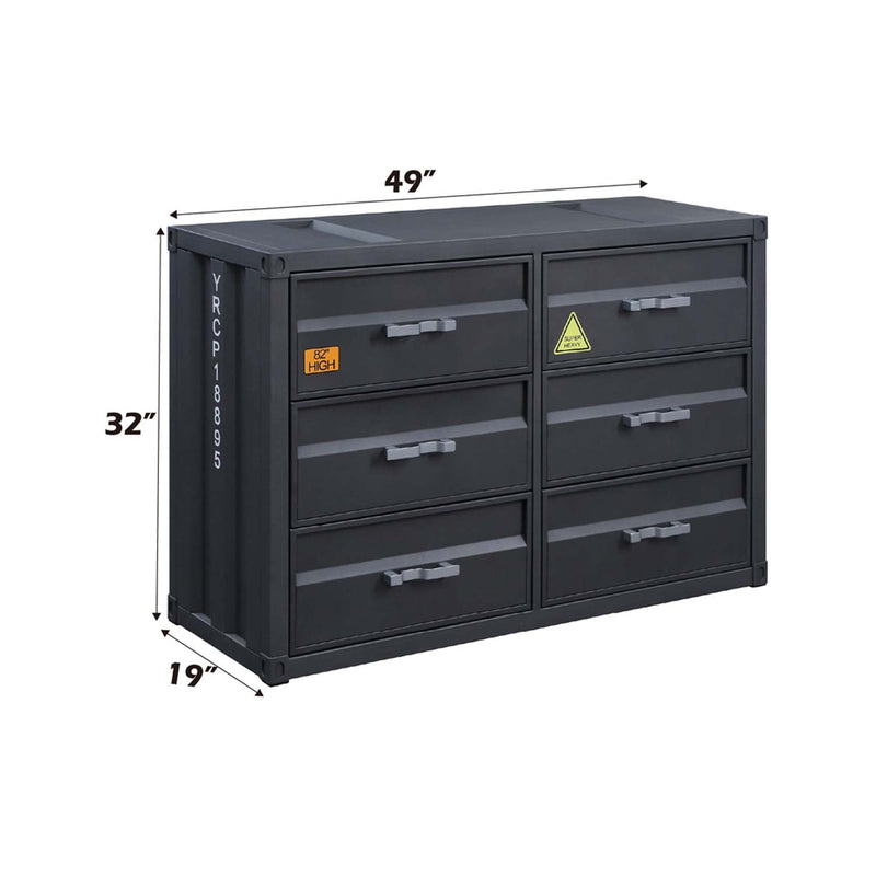 Cargo 6 Drawers Dresser, Gunmetal Finish Acme