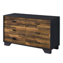 Eos 6 Drawers  Dresser, Walnut & Black Finish Acme