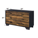 Eos 6 Drawers  Dresser, Walnut & Black Finish Acme