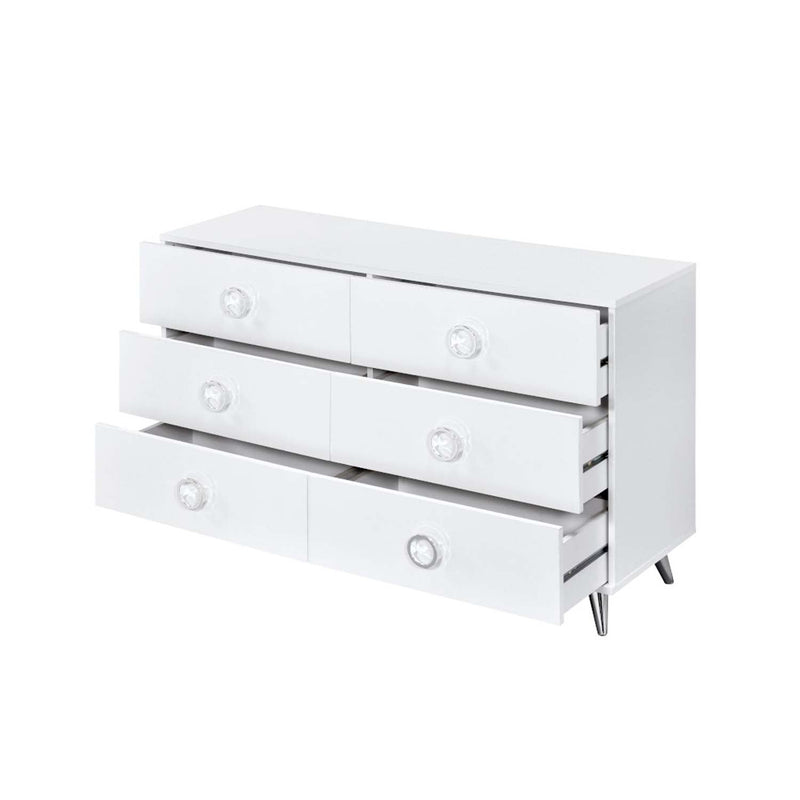 Perse 6 Drawers  Dresser, White Finish Acme