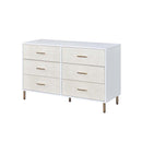 Myles 6 Drawers  Dresser, White, Champagne & Gold Finish Acme