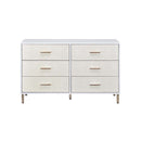 Myles 6 Drawers  Dresser, White, Champagne & Gold Finish Acme