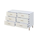 Myles 6 Drawers  Dresser, White, Champagne & Gold Finish Acme