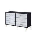 Myles 6 Drawers  Dresser, Black, Silver & Gold Finish Acme
