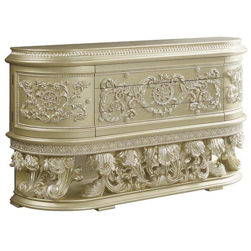 Vatican 3 Drawers, 2 Doors Dresser, Champagne Silver Finish Acme