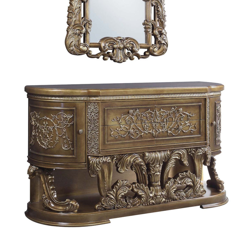 Constantine 4 Drawers, 2 Doors Dresser, Brown & Gold Finish Acme