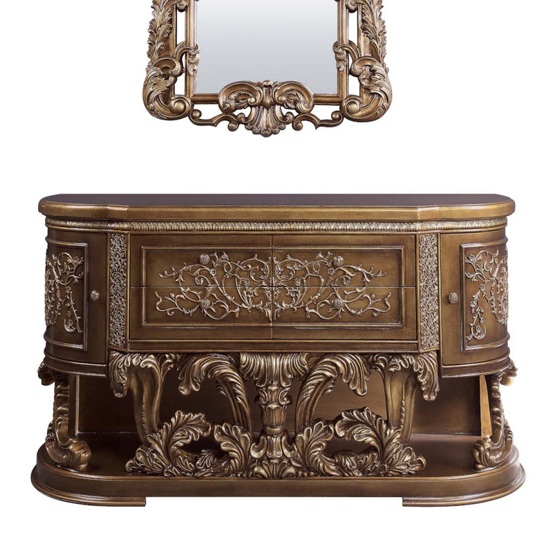 Constantine 4 Drawers, 2 Doors Dresser, Brown & Gold Finish Acme