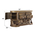 Constantine 4 Drawers, 2 Doors Dresser, Brown & Gold Finish Acme