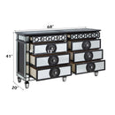 Varian II 8 Drawers  Dresser, Mirrored, Black & Sliver Finish Acme