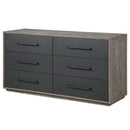 Estevon 6 Drawers  Dresser, Gray Oak Finish Acme