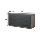 Estevon 6 Drawers  Dresser, Gray Oak Finish Acme