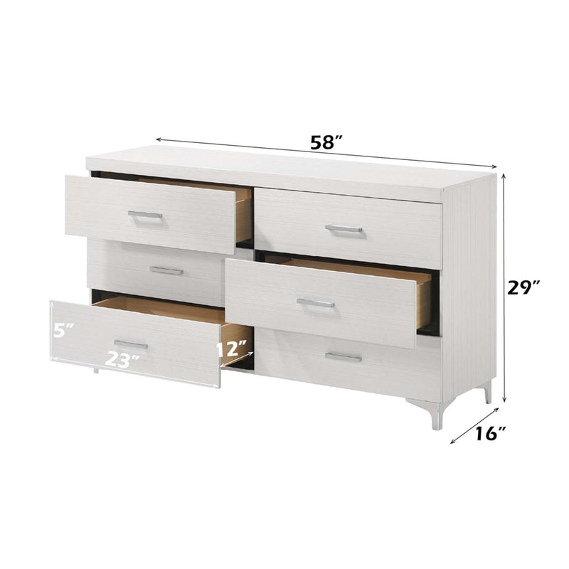 Casilda 6 Drawers  Dresser, White Finish Acme