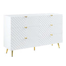 Gaines 6 Drawers  Dresser, White High Gloss Finish Acme