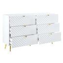 Gaines 6 Drawers  Dresser, White High Gloss Finish Acme