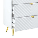 Gaines 6 Drawers  Dresser, White High Gloss Finish Acme