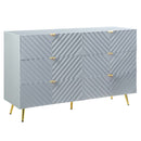 Gaines 6 Drawers  Dresser, Gray High Gloss Finish Acme