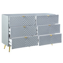 Gaines 6 Drawers  Dresser, Gray High Gloss Finish Acme