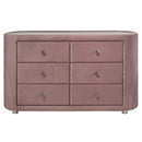 Salonia 6 Drawers  Dresser, Pink Velvet Acme