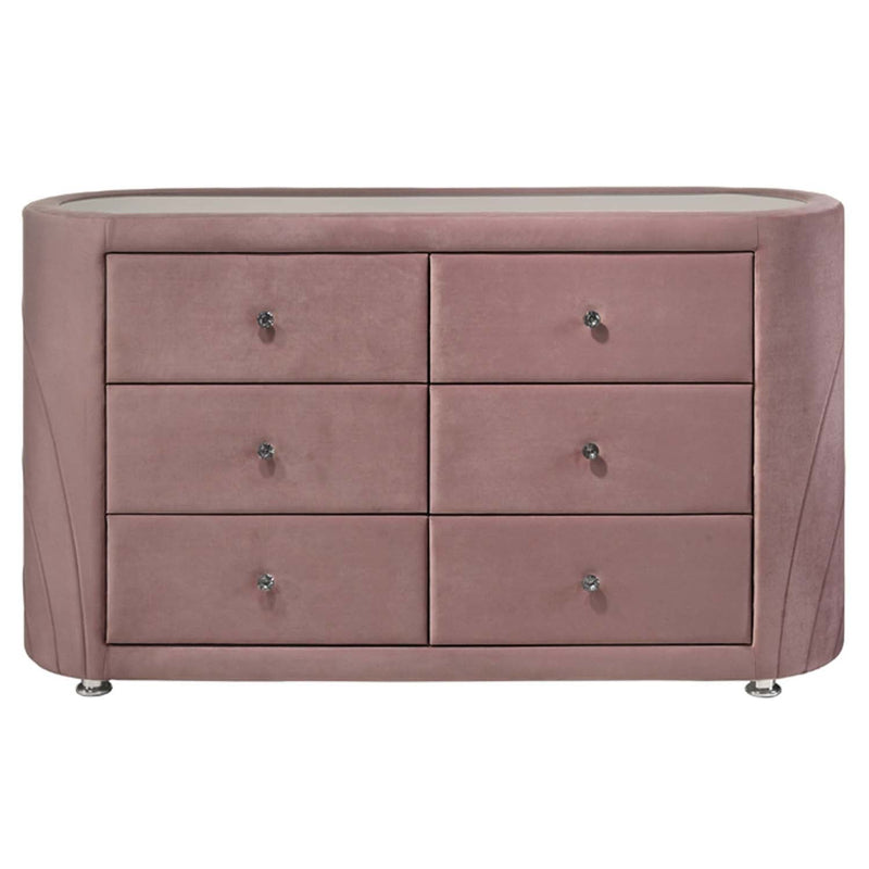 Salonia 6 Drawers  Dresser, Pink Velvet Acme