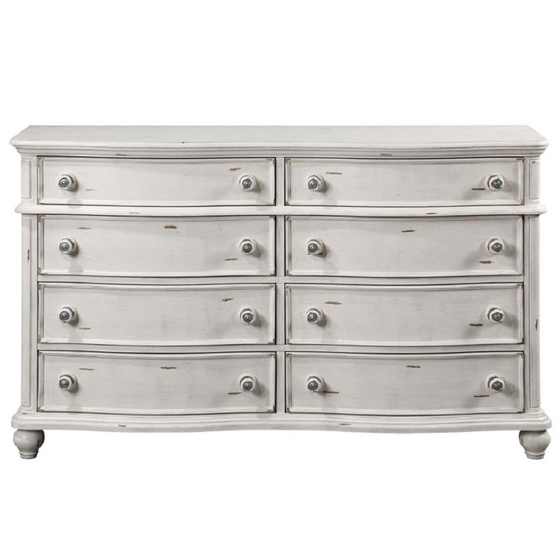 Jaqueline 8 Drawers  Dresser, Antique White Finish Acme