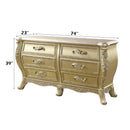 Cabriole 6 Drawers  Dresser, Gold Finish Acme