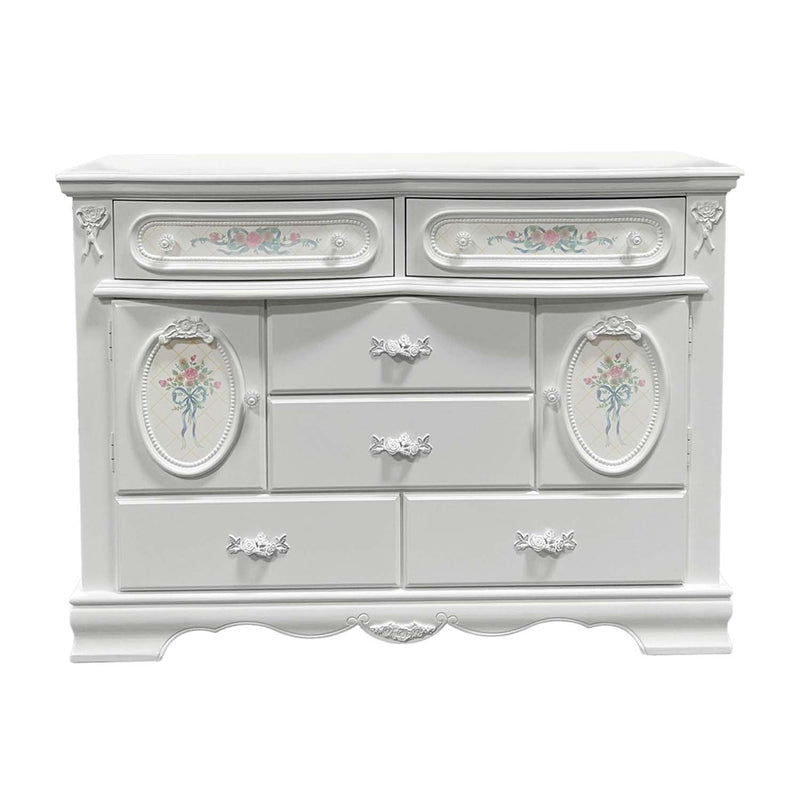 Flora 6 Drawers & 2 Door Dresser, White Finish Acme