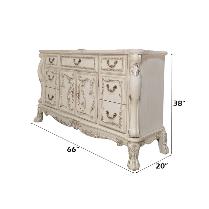 Dresden 7 Drawers, 2 Doors Dresser, Bone White Finish Acme