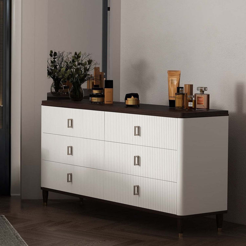 Carena 6 Drawers w/Jewelry Tray Dresser, White & Brown Finish Acme