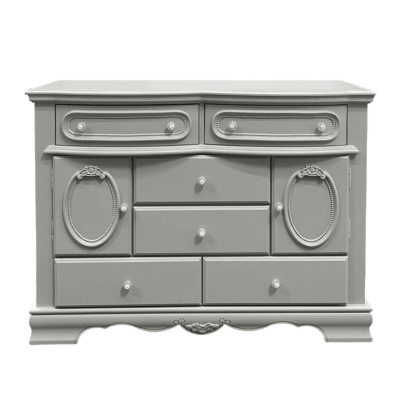 Flora 6 Drawers & 2 Doors Dresser, Gray Finish Acme