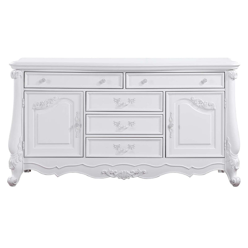 Latisha 5 Drawers & 2 Doors Dresser, White Finish Acme