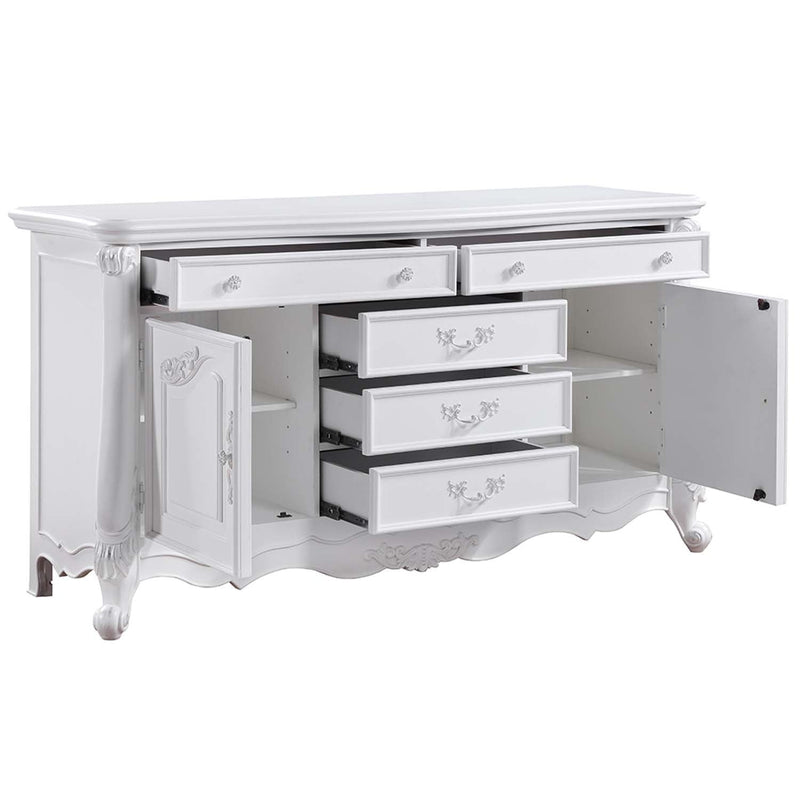 Latisha 5 Drawers & 2 Doors Dresser, White Finish Acme
