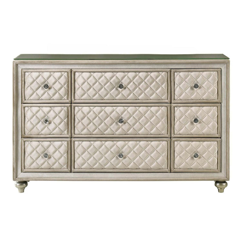 Lucienne 9 Drawers  Dresser, Beige Velvet Acme