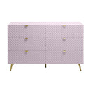 Gaines 6 Drawers  Dresser, Pink High Gloss Finish Acme