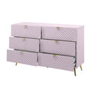 Gaines 6 Drawers  Dresser, Pink High Gloss Finish Acme